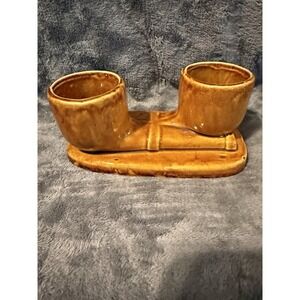 Pottery Pipe Planter Mid Century 237 Vintage Father's Day Gift USA Goldishbrown